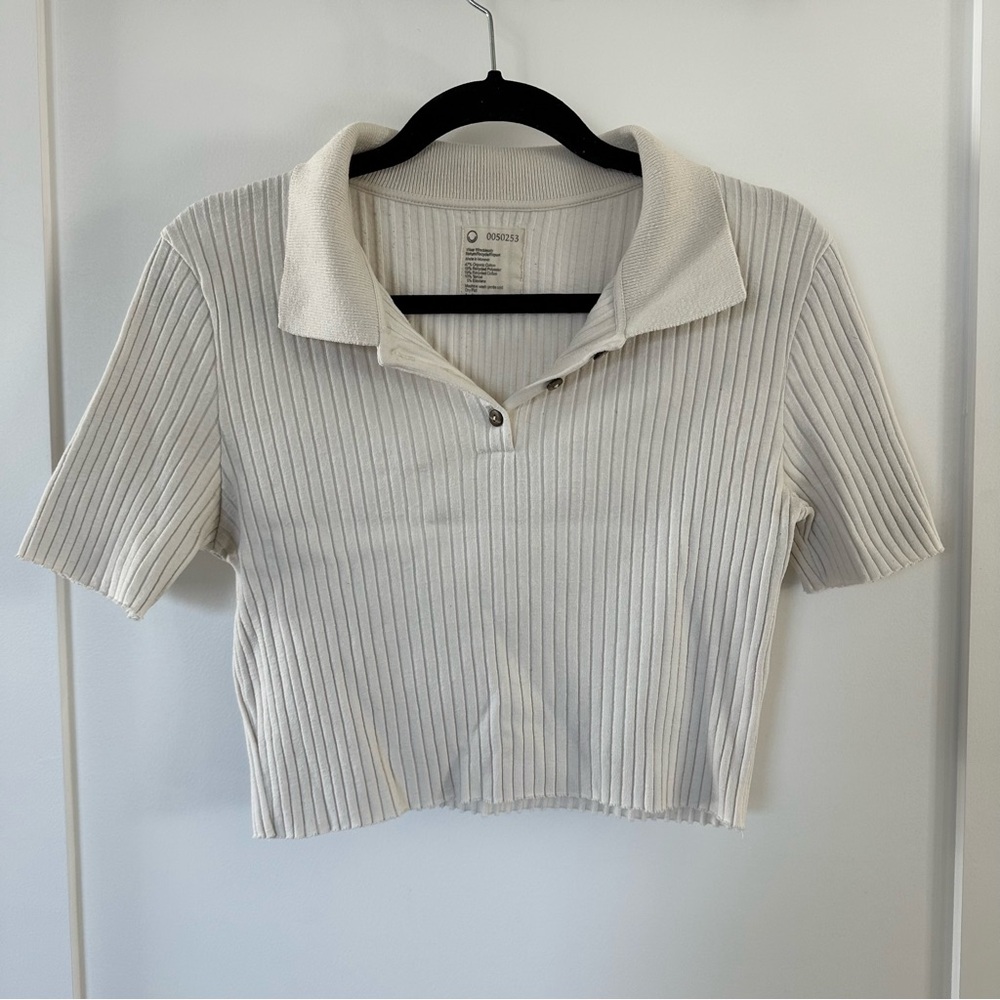 For Days Cropped Ribbed Polo